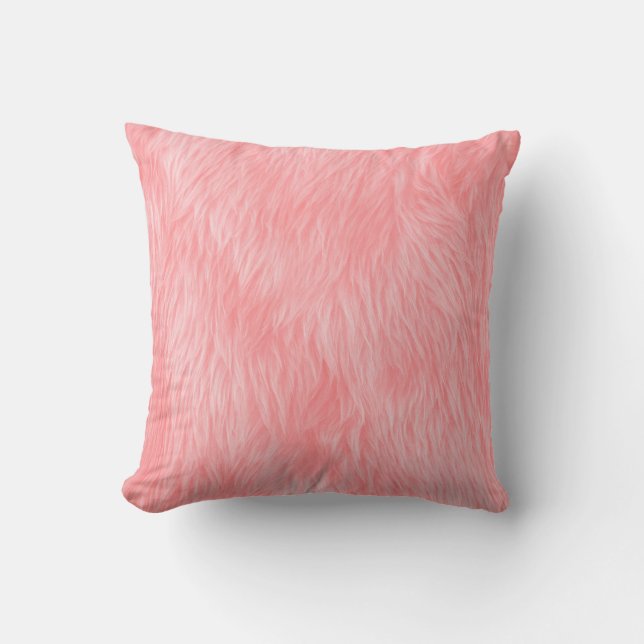 Coussin Texture de la fourrure de laine rose souple (Recto)