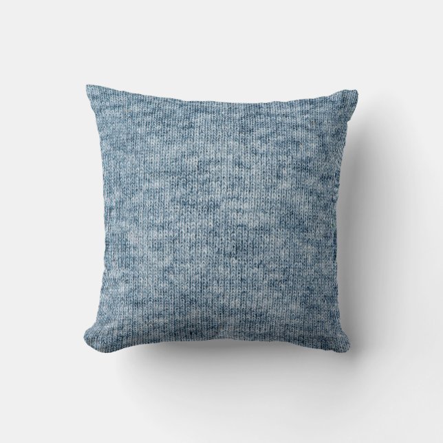 Coussin Texture de laine bleue, Tricot Closeup. (Recto)