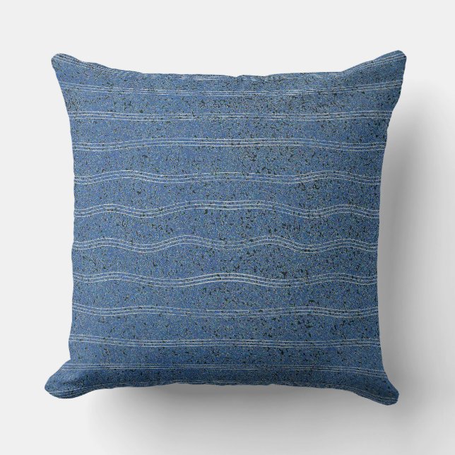 Coussin Texture de liège bleu avec lignes blanches (Recto)