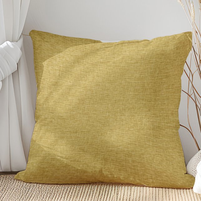 Coussin Texture de lin jaune moutarde (Créateur téléchargé)