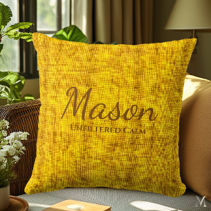 Coussin Texture de lin minimal en jaune moutarde chaud