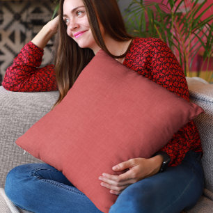 Coussin Texture de lin rouge brûlé