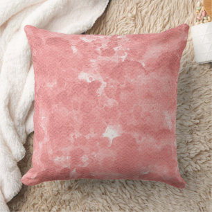 Coussin Texture de marbre aquarelle Rose Pêche Poussiéreus