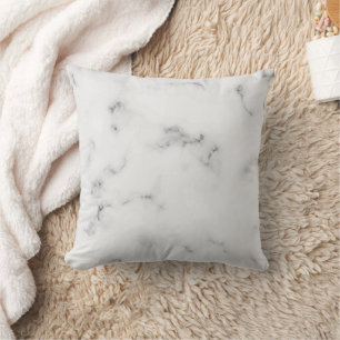 Coussin Texture de marbre blanc de luxe monogramme personn