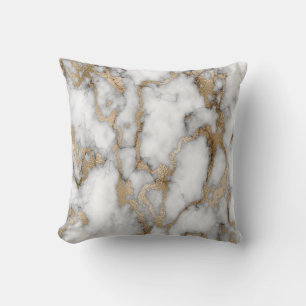 Coussin Texture de marbre blanc doré tendance cool