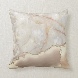 Coussin Texture de marbre crémeux tendance avec touche dor