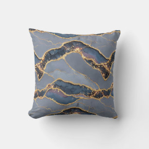 Coussin Texture de marbre gris foncé de luxe avec veines d