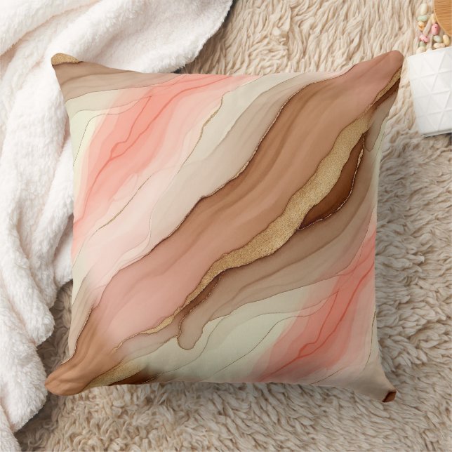 Coussin Texture de marbre organique avec terre brûlée et o (Couverture)