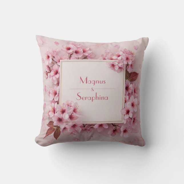Coussin Texture de marbre rose luxueux à motif de fleurs d (Recto)