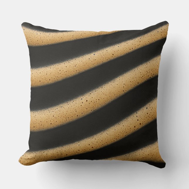 Coussin Texture de mousse d'espresso à rayures de zèbre  (Recto)