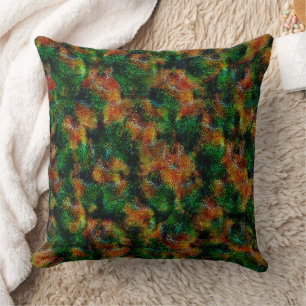 Coussin Texture de peau de Bergamot en orange et vert