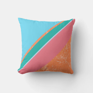 Coussin Texture de pêche avec corail et rayures Turquoises