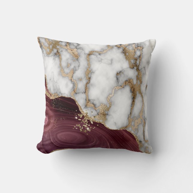 Coussin Texture de pierre de marbre de Bourgogne en or bla (Recto)