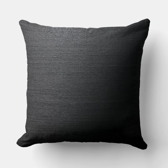 Coussin Texture de soie dupioni brute de couleur noir prof (Recto)