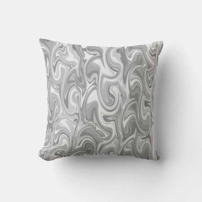 Coussin Texture de tourbillon de marbre - Tons argentés (Recto)