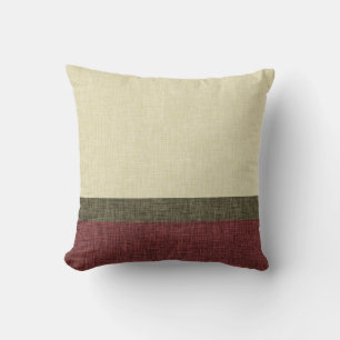 Coussin Texture de tressage simple Khaki Vert Bourgogne