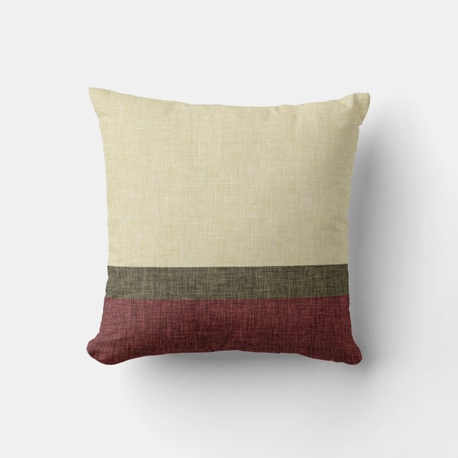 Coussin Texture de tressage simple Khaki Vert Bourgogne (Recto)