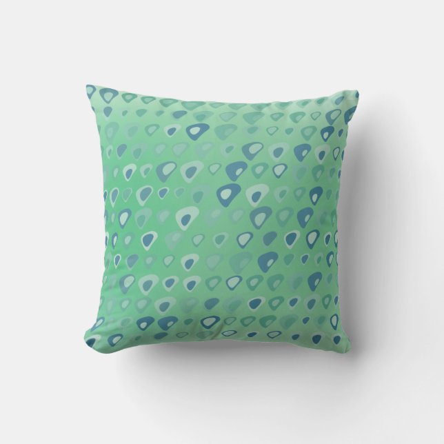 Coussin Texture de triangles verts et sarcelles sur fond v (Recto)