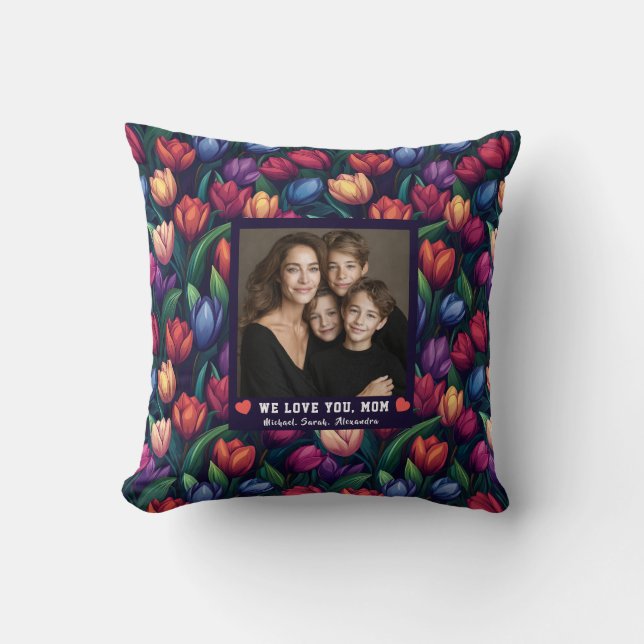 Coussin Texture de Tulipe Noire  Première Fois Maman Jour  (Recto)