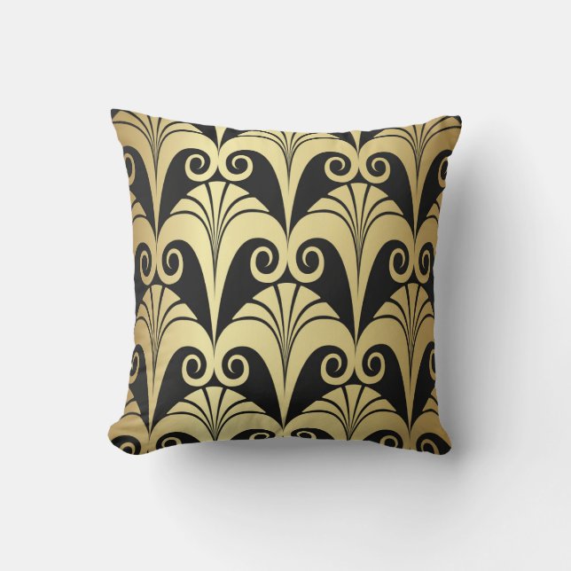 Coussin Texture dorée et brillante. Géomet d'art déco vint (Recto)