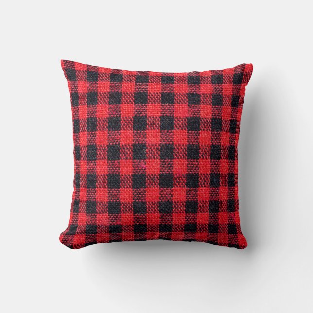 Coussin Texture du tissu avec motif de grille, carrés roug (Recto)