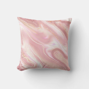 Coussin Texture élégante en marbre. Rose or liquide brilla