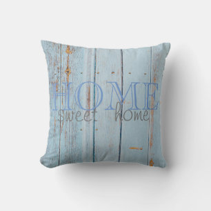 Coussin Texture en bois bleu adorable, Maison douce maison