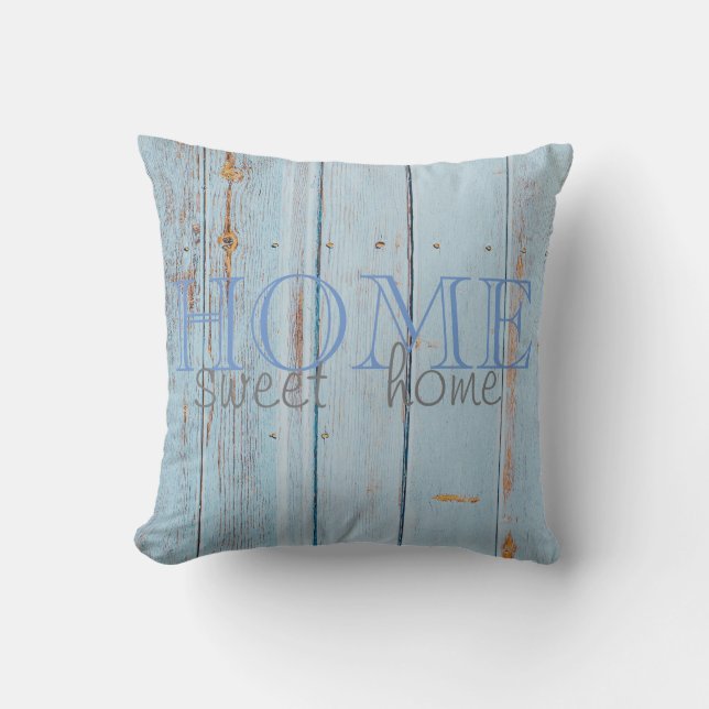 Coussin Texture en bois bleu adorable, Maison douce maison (Recto)