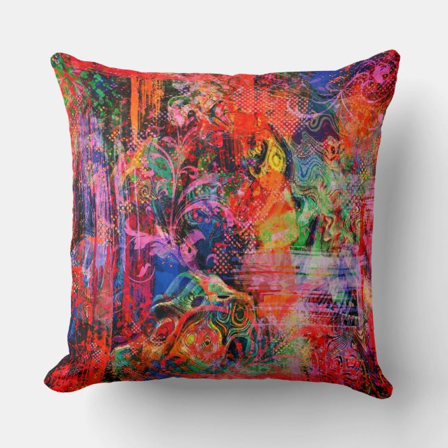 Coussin Texture florale rouge (Recto)