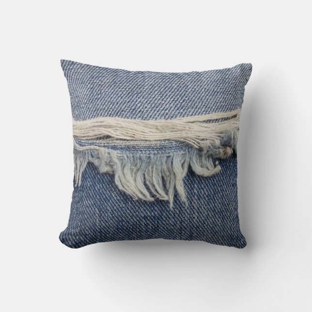 Coussin Texture jean déchiré, arrière - plan élégant. (Recto)