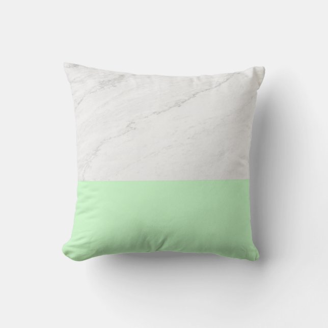 Coussin texture Marbre blanc pastel menthe vert arrière -  (Recto)