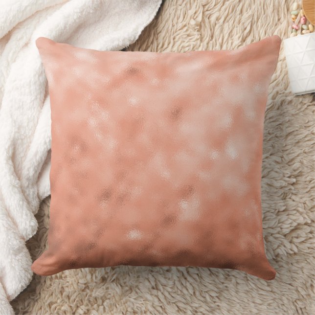 Coussin Texture Métallique Abstraite Or Rose Moderne (Couverture)