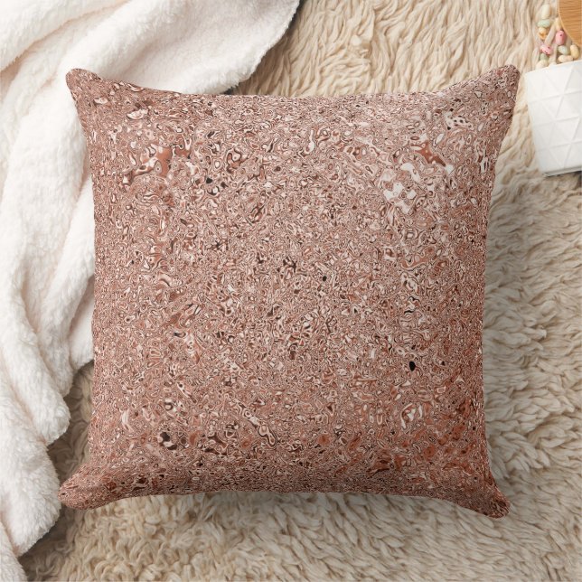 Coussin Texture Métallique Abstraite Or Rose Moderne (Couverture)