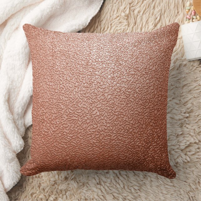 Coussin Texture Métallique Abstraite Or Rose Moderne (Couverture)