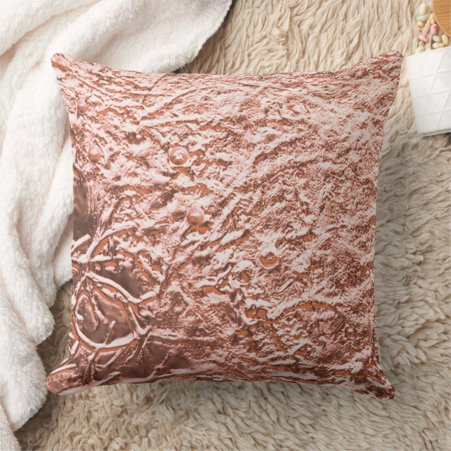 Coussin Texture Métallique Abstraite Or Rose Moderne (Couverture)