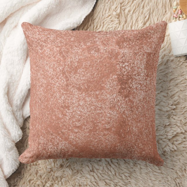 Coussin Texture Métallique Abstraite Or Rose Moderne (Couverture)