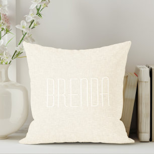 Coussin Texture Monogramme Lin Beige Clair
