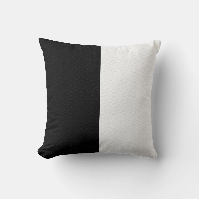 Coussin Texturé noir blanc deux couleurs demi-bandes (Recto)