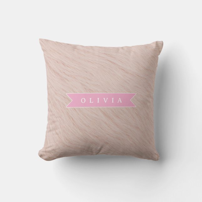 Coussin Texture personnalisée en fausse fourrure rose flou (Recto)