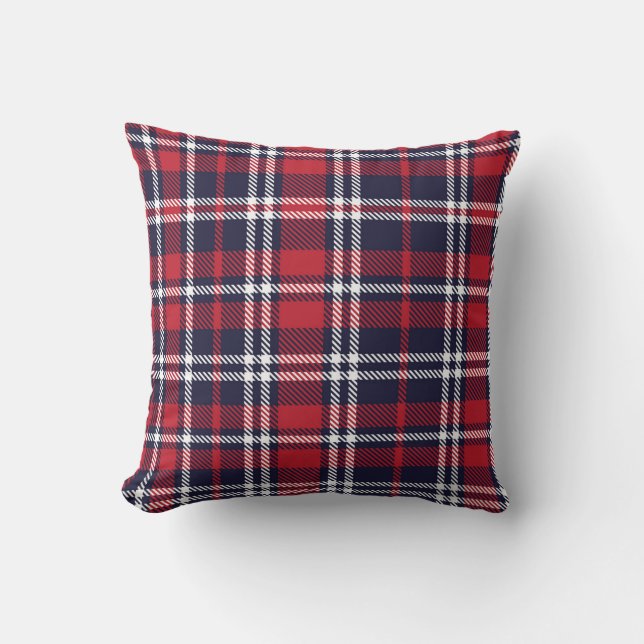 Coussin Texture plaquée asymétrique de la Marine Rouge (Recto)