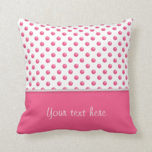 Coussin Texture rose de pois abstrait. Texte
