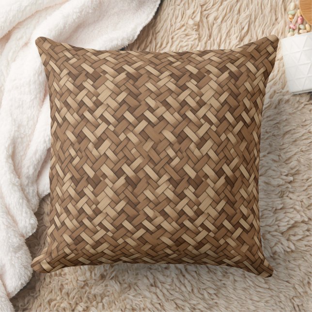 Coussin Texture tissée en motif marron et beige (Couverture)