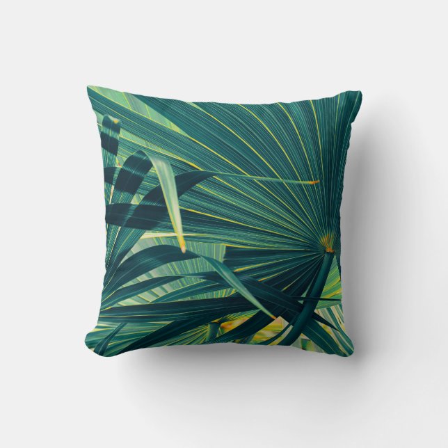 Coussin Texture tonique à feuille de palme striée (Recto)