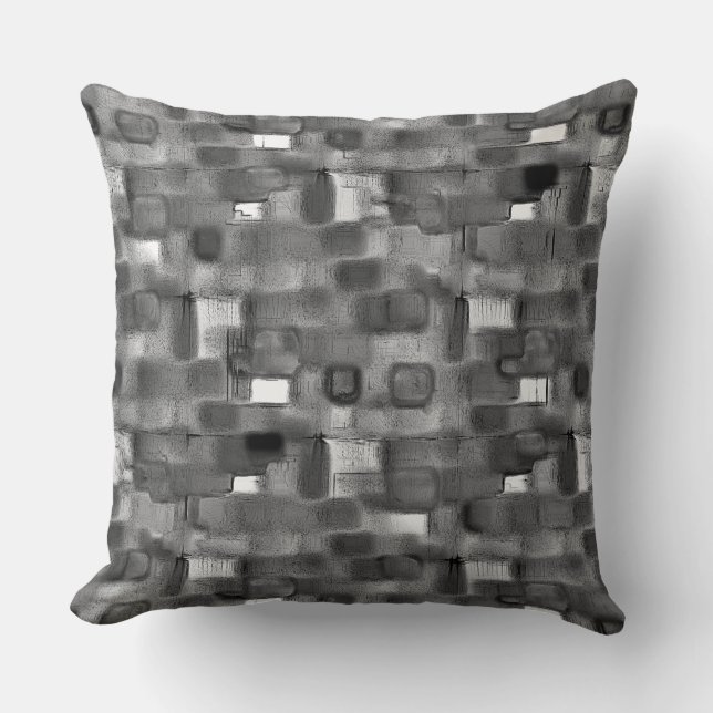 Coussin Texture très rugueuse de formes carrés grises (Recto)