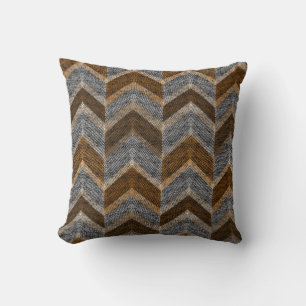 Coussin Texturé, zigzag, gris et brun