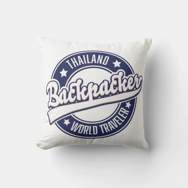 Coussin Thaïlande Backpacker logo World Traveler (Recto)