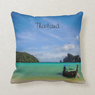 Coussin Thaïlande Travel Beach Photo avec Fishing Boat