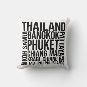 Coussin Thaïlande Villes Mot Art - Bangkok Voyage