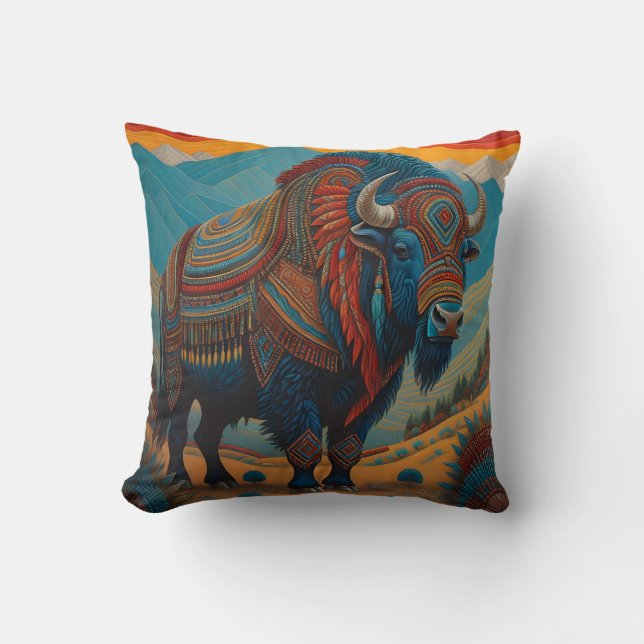 Coussin Thaillow Buffalo conception américaine native (Recto)