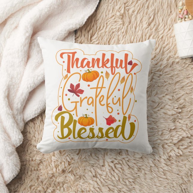 Coussin Thankful Grateful Blessed: Autumn’s Heartbeat (Couverture)
